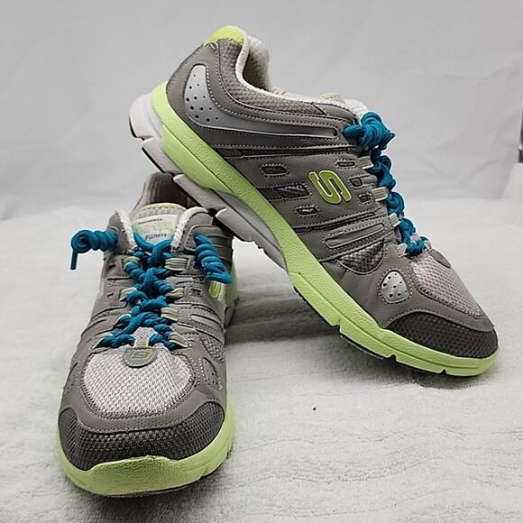 πSKECHERSπKINETIC CORE TONE UP LADIES 11 GREY/LIME GREEN GUC GOOD RUBBER SOLE - Picture 15 of 16
